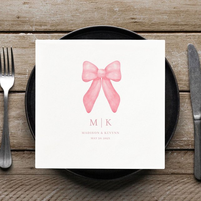 Whimsical Doodle Pink Bow | Hochzeit von Napkins Serviette (Von Creator hochgeladen)