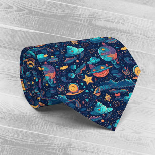 Whimsical Doodle Space Adventure Krawatte