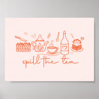 Whimsical Doodle Spill the Tea, Tee-Party Küche