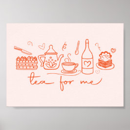 Whimsical Doodle Tee für mich, Tee Party Küche Poster