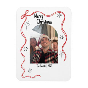 Whimsical Doodle Weihnachtskarte mit Foto Magnet