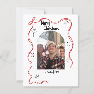 Whimsical Doodle Weihnachtskarte mit Foto Postkarte