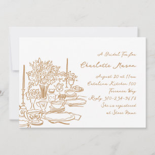 Whimsical Doodle Zeichnend Tee-Party-Brautparty Einladung