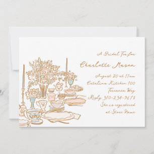 Whimsical Doodle Zeichnend Tee-Party-Brautparty Einladung