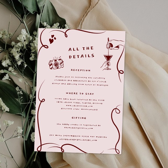 Whimsical Doodles | Angaben zum Hochzeitgast Begleitkarte (Von Creator hochgeladen)