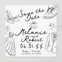 Whimsical Doodles Friseurin Save the Date Einladung