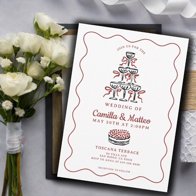 Whimsical Doodles Italian Wedding Einladung (Von Creator hochgeladen)