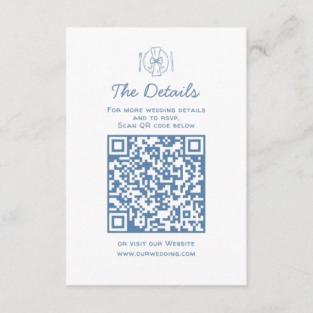 Whimsical Doodles Wedding Details UAWG QR Code Begleitkarte (Vorderseite)