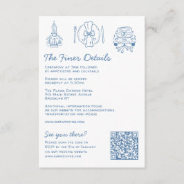 Whimsical Doodles Wedding Details UAWG QR Code Begleitkarte