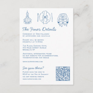 Whimsical Doodles Wedding Details UAWG QR Code Begleitkarte