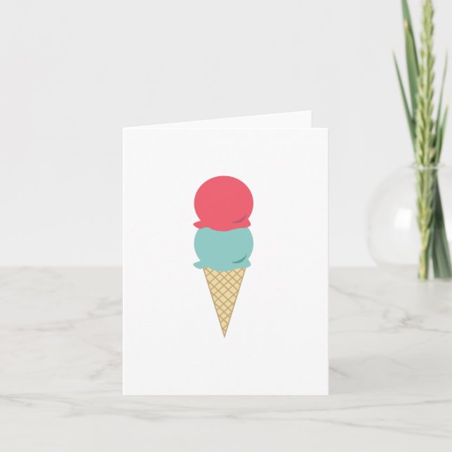Whimsical Double Scoop Ice Creme Cone Karte (Vorderseite)