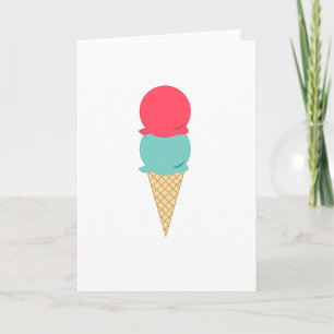 Whimsical Double Scoop Ice Creme Cone Karte