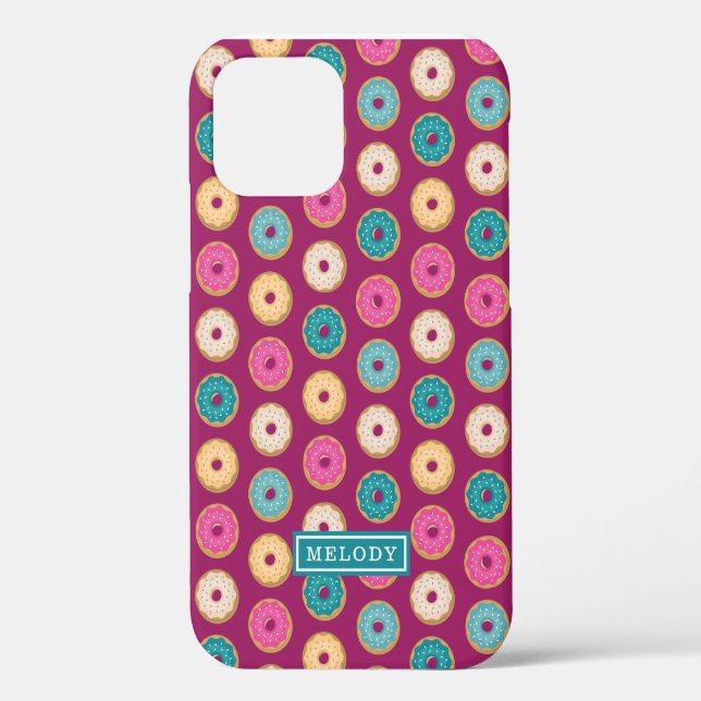 Whimsical Doughnut Pattern auf Lila Case-Mate iPhone Hülle (Rückseite)