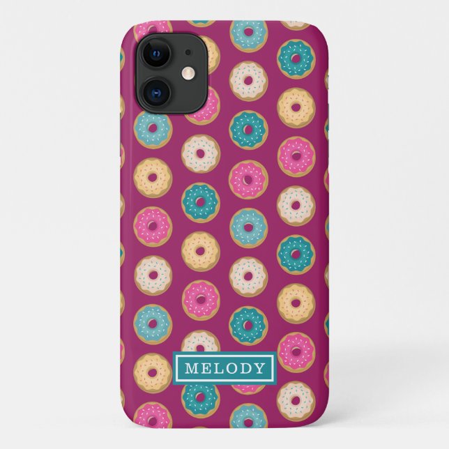 Whimsical Doughnut Pattern auf Lila Case-Mate iPhone Hülle (Rückseite)