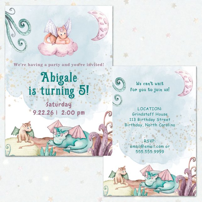Whimsical Dragon Animal Birthday Invitation Einladung (Von Creator hochgeladen)
