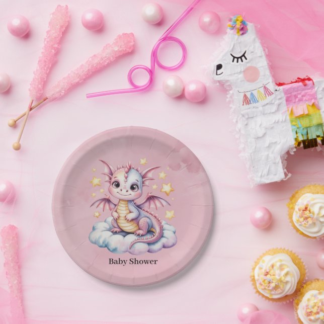 Whimsical Dragon auf einer Wolkendusche Pappteller (Party)