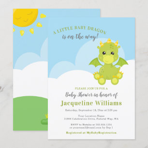 Whimsical Dragon Baby Boy Dusche Einladung
