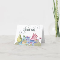 Whimsical Dragon Baby Dusche geklappt Danke Karte