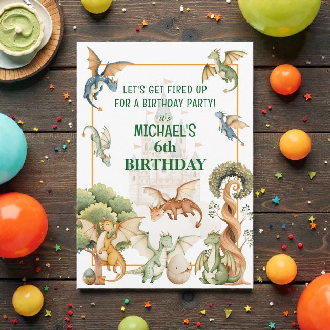 Whimsical Dragon Birthday  Invitation Einladung (Von Creator hochgeladen)