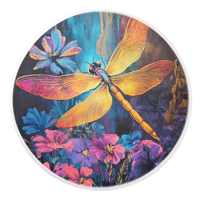 Whimsical Dragon Fly Garden Glow  Keramikknauf (Vorderseite)