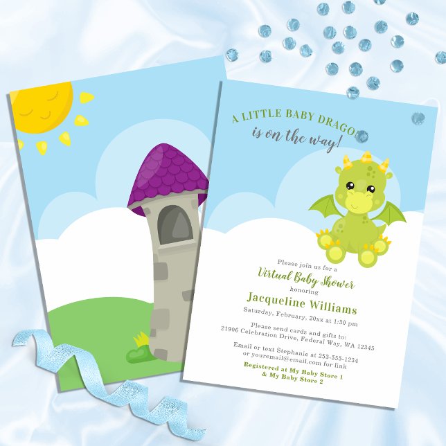 Whimsical Dragon Virtual Baby Boy Dusche Einladung (Whimsical Dragon Virtual Baby Boy Shower Virtual Invitation)