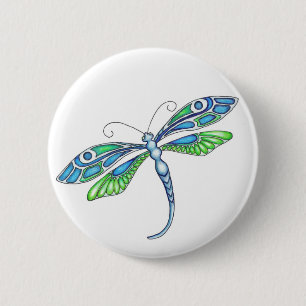 Whimsical Dragonflies Button