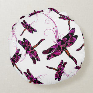 Whimsical Dragonflies Rundes Kissen