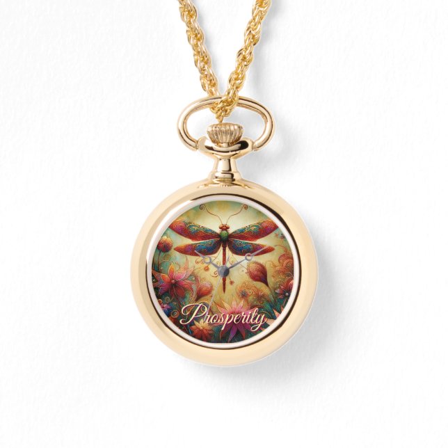 Whimsical Dragonfly Abstrakte Kunst Armbanduhr (Vorderseite)