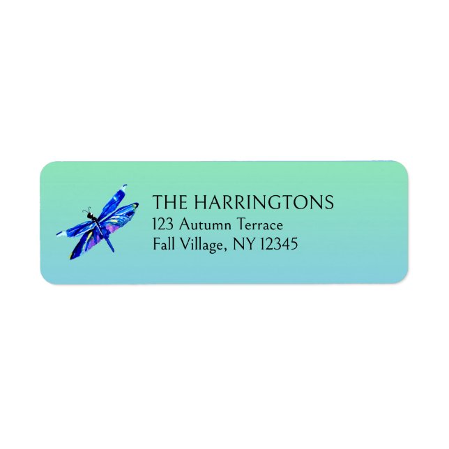 Whimsical Dragonfly Blue Green Rücksendeadresse (Vorne)