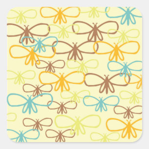 Whimsical Dragonfly Line Art Schmetterlinge Quadratischer Aufkleber