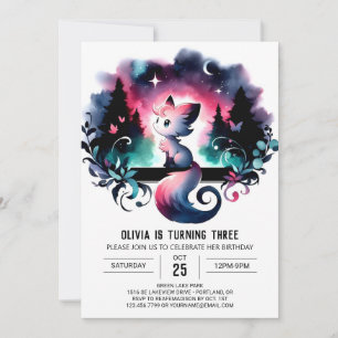 Whimsical Dreamy Cat Birthday Einladung