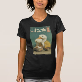 Whimsical Duck Eating Japanese Vintage T-Shirt