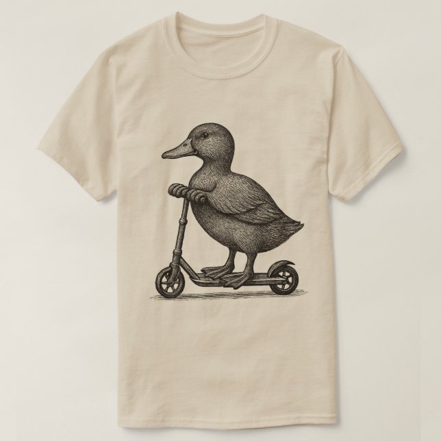 "Whimsical Duck Scooter Shirt - Niedlicher Duck Ri (Design vorne)
