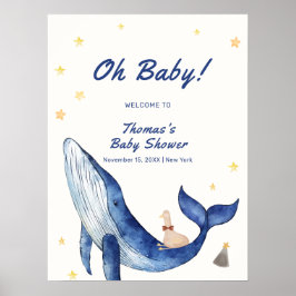 Whimsical Duck Stars Whale Baby Dusche Willkommen Poster