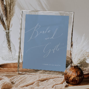 Whimsical Dusty Blue Baby Duschbücher und Geschenk Poster