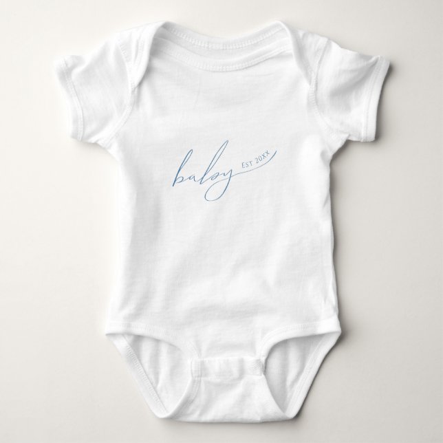 Whimsical Dusty Blue Baby Est Strampler (Vorderseite)