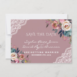 Whimsical Dusty Blue Dusty Rose Blume Hochzeit Save The Date