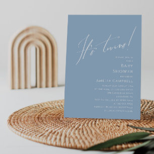 Whimsical Dusty Blue Es ist Twins Baby Dusche Einladung