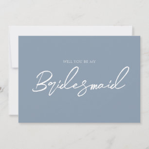 Whimsical Dusty Blue Minimal Bridesmaid Vorschlag Einladung