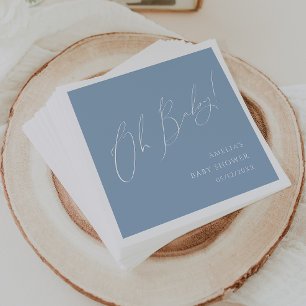 Whimsical Dusty Blue Oh Baby Dusche Napkins Serviette