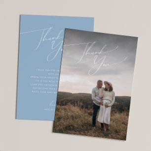 Whimsical Dusty Blue Vertical Foto Babydusche Dankeskarte
