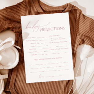 Whimsical Dusty Rose Baby Shower Predictions Card Einladung