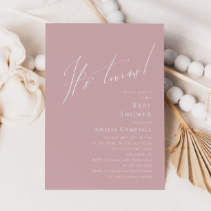 Whimsical Dusty Rose Es ist Twins Baby Dusche Einladung