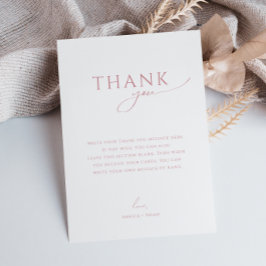 Whimsical Dusty Rose Flat Vertical Baby Dusche Dankeskarte