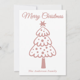 Whimsical Dusty Rose Hand gezeichnete Weihnachtsba Feiertagskarte