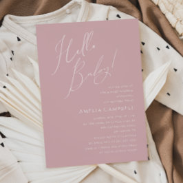 Whimsical Dusty Rose Hello Baby! Babyparty Einladung