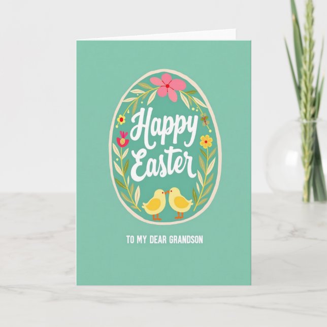Whimsical Easter Grandson Card Karte (Vorderseite)