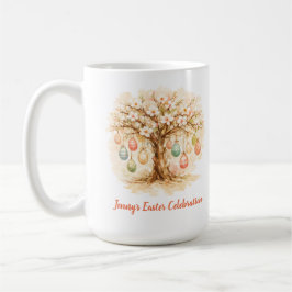 Whimsical Easter Mug with Blooming Tree and Eggs Kaffeetasse