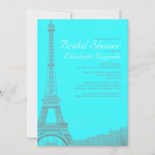 Whimsical Eiffel Tower Bridal Dusche Einladungen (Vorderseite)