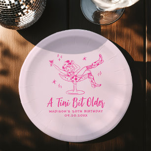 Whimsical Ein bisschen älter Hot Pink Geburtstagsf Pappteller